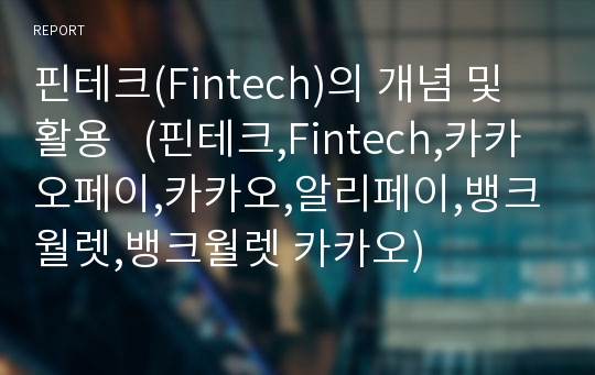 핀테크(Fintech)의 개념 및 활용   (핀테크,Fintech,카카오페이,카카오,알리페이,뱅크월렛,뱅크월렛 카카오)