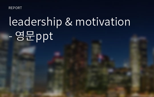 leadership &amp; motivation - 영문ppt