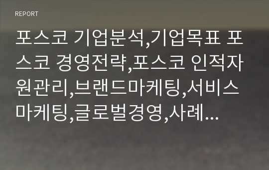 포스코 기업분석,기업목표 포스코 경영전략,포스코 인적자원관리,브랜드마케팅,서비스마케팅,글로벌경영,사례분석,swot,stp,4p