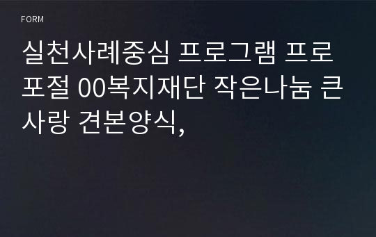 실천사례중심 프로그램 프로포절 00복지재단 작은나눔 큰사랑 견본양식,