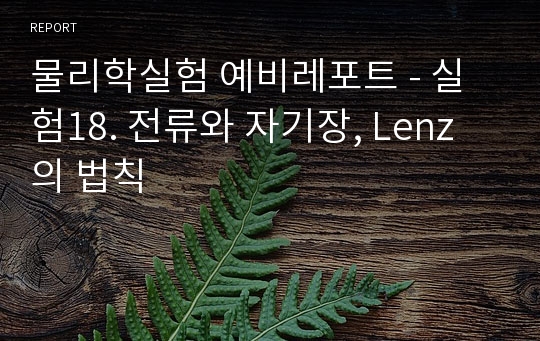 물리학실험 예비레포트 - 실험18. 전류와 자기장, Lenz의 법칙