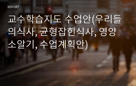 교수학습지도 수업안(우리들의식사, 균형잡힌식사, 영양소알기, 수업계획안)