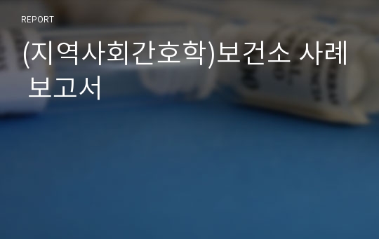 (지역사회간호학)보건소 사례 보고서