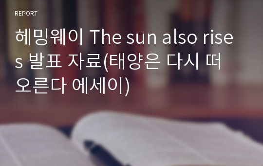 헤밍웨이 The sun also rises 발표 자료(태양은 다시 떠오른다 에세이)