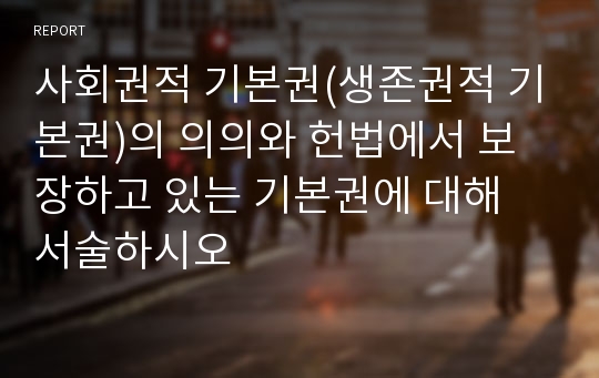 사회권적 기본권(생존권적 기본권)의 의의와 헌법에서 보장하고 있는 기본권에 대해 서술하시오