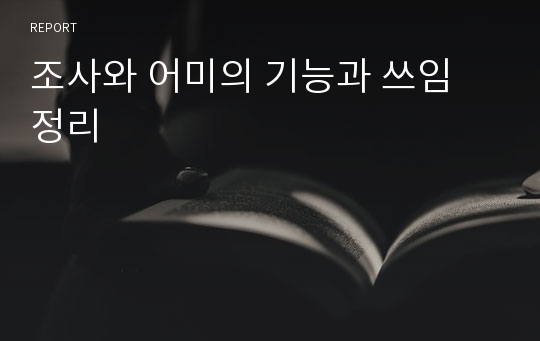 조사와 어미의 기능과 쓰임 정리