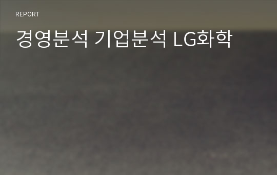 경영분석 기업분석 LG화학