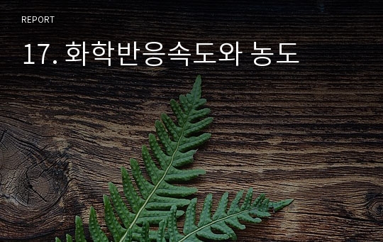 17. 화학반응속도와 농도