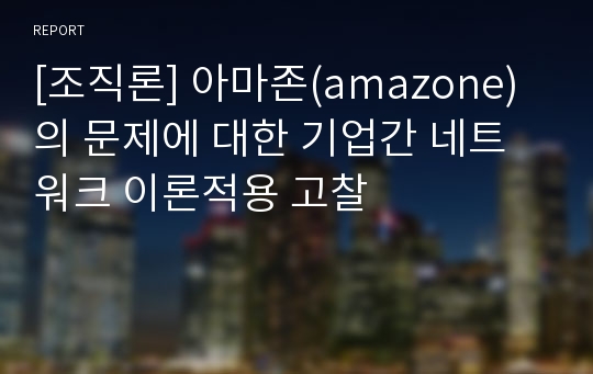 [조직론] 아마존(amazone)의 문제에 대한 기업간 네트워크 이론적용 고찰