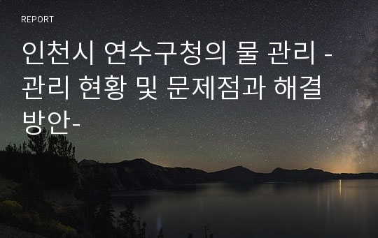 인천시 연수구청의 물 관리 -관리 현황 및 문제점과 해결방안-