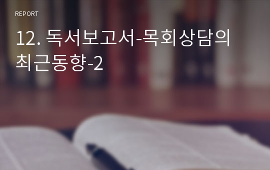12. 독서보고서-목회상담의 최근동향-2