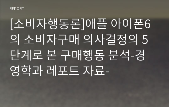 [소비자행동론]애플 아이폰6의 소비자구매 의사결정의 5단계로 본 구매행동 분석-경영학과 레포트 자료-