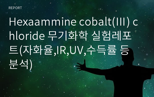 Hexaammine cobalt(Ⅲ) chloride 무기화학 실험레포트(자화율,IR,UV,수득률 등 분석)