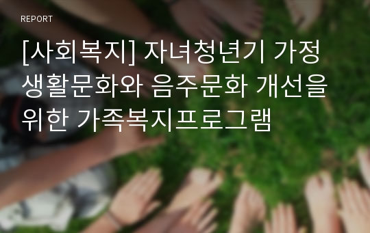 [사회복지] 자녀청년기 가정생활문화와 음주문화 개선을 위한 가족복지프로그램