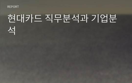 현대카드 직무분석과 기업분석