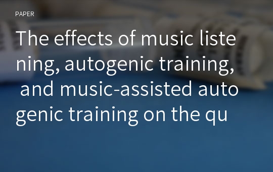 The effects of music listening, autogenic training, and music-assisted autogenic training on the quality of life, relaxation responses, and daily living of migraine patients