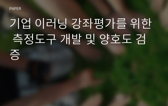 기업 이러닝 강좌평가를 위한 측정도구 개발 및 양호도 검증