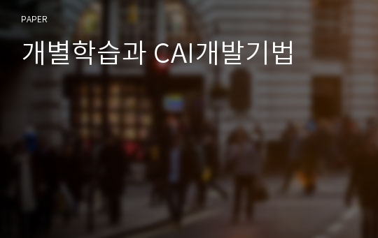 개별학습과 CAI개발기법