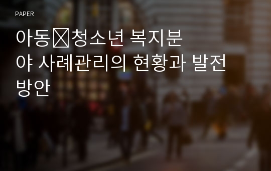 아동&amp;#8228;청소년 복지분야 사례관리의 현황과 발전 방안