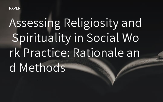 Assessing Religiosity and Spirituality in Social Work Practice: Rationale and Methods