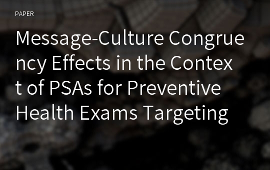 Message-Culture Congruency Effects in the Context of PSAs for Preventive Health Exams Targeting Asian Women: Comparison between Asian and European Women in the United States