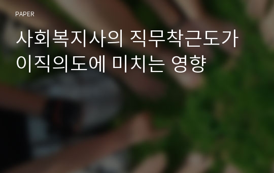 사회복지사의 직무착근도가 이직의도에 미치는 영향