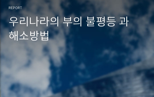 우리나라의 부의 불평등 과 해소방법