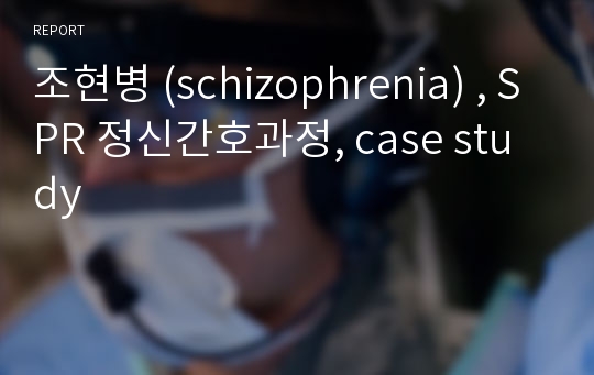 조현병 (schizophrenia) , SPR 정신간호과정, case study