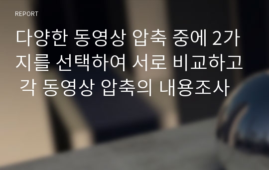 다양한 동영상 압축 중에 2가지를 선택하여 서로 비교하고 각 동영상 압축의 내용조사