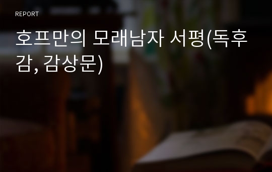 호프만의 모래남자 서평(독후감, 감상문)
