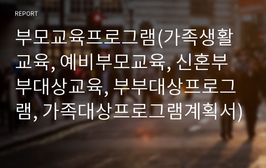 부모교육프로그램(가족생활교육, 예비부모교육, 신혼부부대상교육, 부부대상프로그램, 가족대상프로그램계획서)