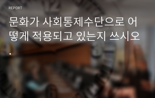 문화가 사회통제수단으로 어떻게 적용되고 있는지 쓰시오.