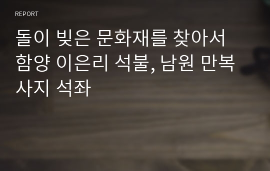 돌이 빚은 문화재를 찾아서 함양 이은리 석불, 남원 만복사지 석좌