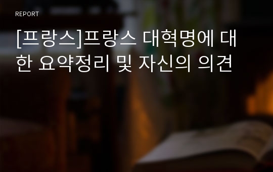 [프랑스]프랑스 대혁명에 대한 요약정리 및 자신의 의견