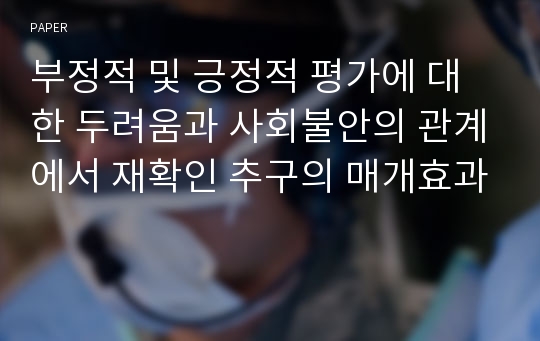 부정적 및 긍정적 평가에 대한 두려움과 사회불안의 관계에서 재확인 추구의 매개효과
