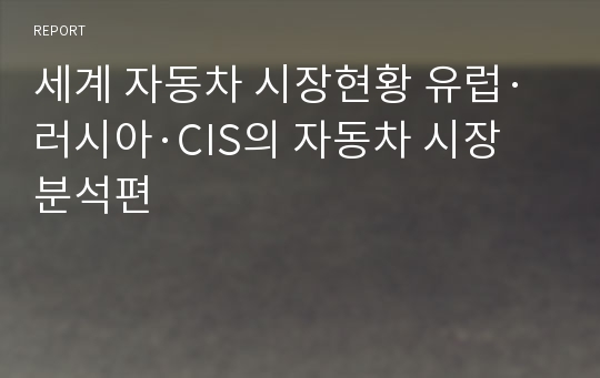 세계 자동차 시장현황 유럽·러시아·CIS의 자동차 시장 분석편