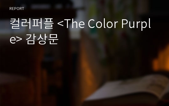 컬러퍼플 &lt;The Color Purple&gt; 감상문