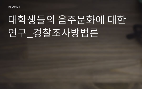 대학생들의 음주문화에 대한 연구_경찰조사방법론