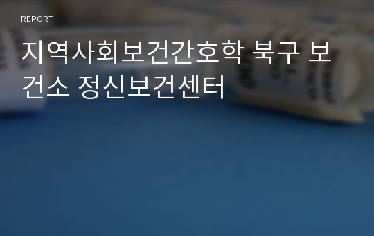 지역사회보건간호학 북구 보건소 정신보건센터