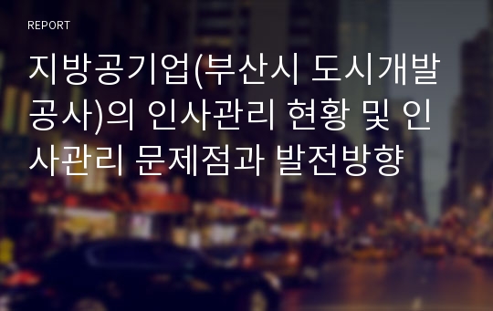 지방공기업(부산시 도시개발공사)의 인사관리 현황 및 인사관리 문제점과 발전방향