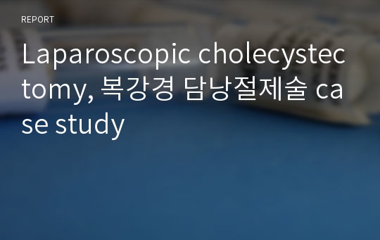 Laparoscopic cholecystectomy, 복강경 담낭절제술 case study
