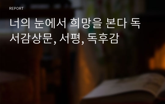 너의 눈에서 희망을 본다 독서감상문, 서평, 독후감