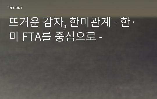 뜨거운 감자, 한미관계 - 한·미 FTA를 중심으로 -