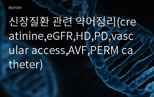 신장질환 관련 약어정리(creatinine,eGFR,HD,PD,vascular access,AVF,PERM catheter)