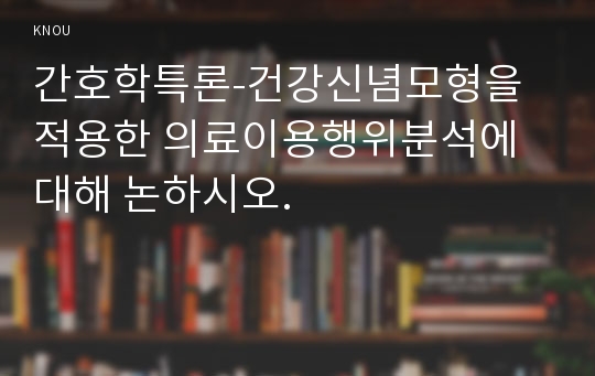 간호학특론-건강신념모형을 적용한 의료이용행위분석에 대해 논하시오.