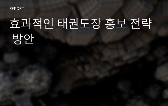 효과적인 태권도장 홍보 전략 방안