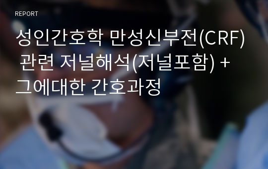 성인간호학 만성신부전(CRF) 관련 저널해석(저널포함) + 그에대한 간호과정