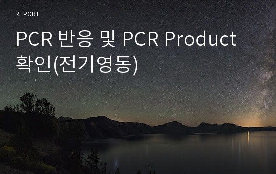 PCR 반응 및 PCR Product확인(전기영동)