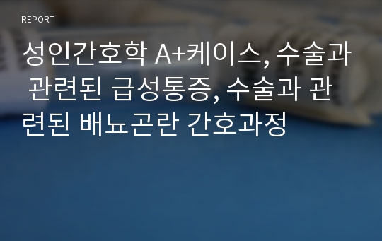 성인간호학 A+케이스, 수술과 관련된 급성통증, 수술과 관련된 배뇨곤란 간호과정