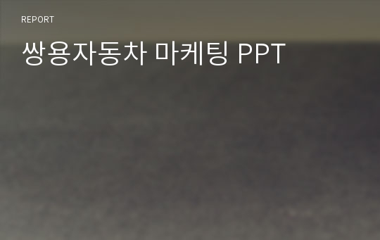 쌍용자동차 마케팅 PPT